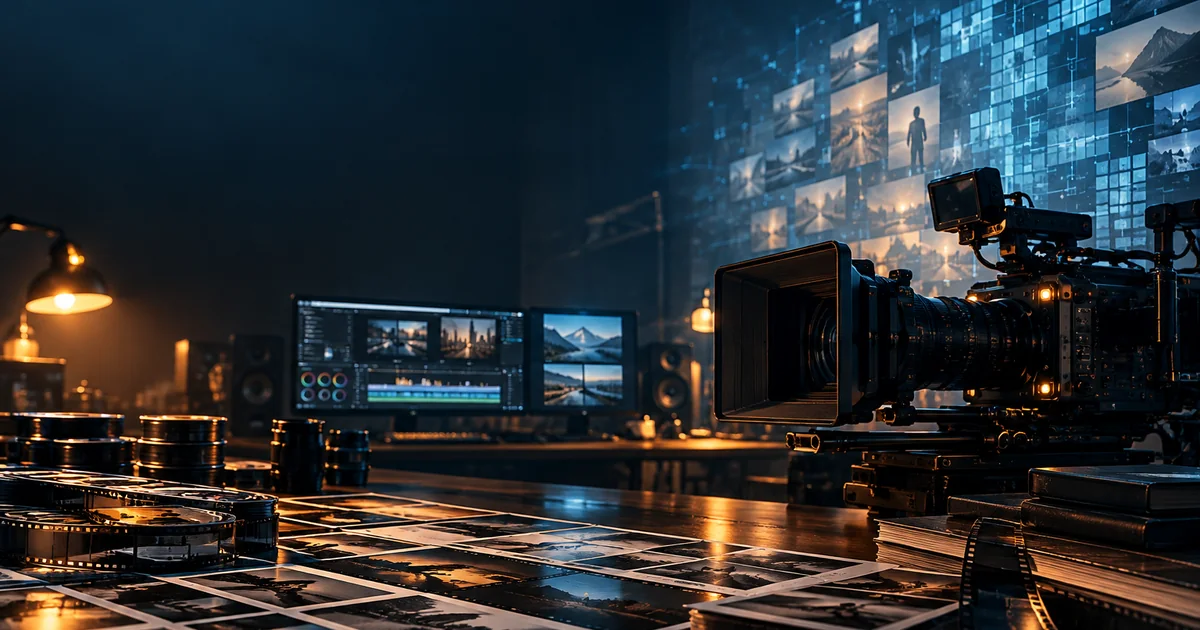 Hình minh họa kho nội dung hình ảnh và video stock trong ngành điện ảnh